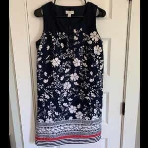 Ann Taylor Loft Navy Floral Sleeveless Shift Dress